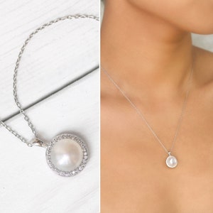 Pearl Necklace, Bridal Jewelry, Wedding Jewelry, Dainty Necklace, Wedding Necklace  N386
