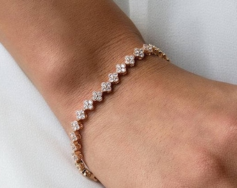 Tennis Bracelet, Rose Gold Bracelet, Bridal Jewelry, Bridal Bracelet, Wedding Jewelry, Wedding Accessories, Crystal Bracelet, Stackable B229