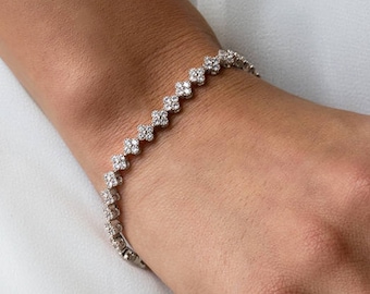 Pulseira de tênis, Pulseira de cristal, Presente de casamento, Conjunto de pulseiras, Presente para noiva, Joias de casamento, Pulseira, Joias de noiva, Joias florais
