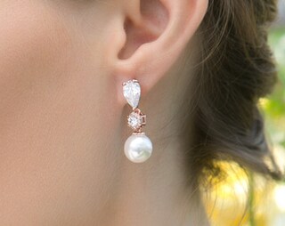 Orecchini Pendenti UILZ A Forma Di Foglia Con Zirconia - Bijoux Per Damigelle E Sposerine