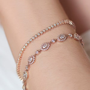 Bridal Jewelry Tennis Bracelet Rose Gold Bracelet Bridal Bracelet Wedding Jewelry Wedding Accessories Crystal Bracelet Stackable B221