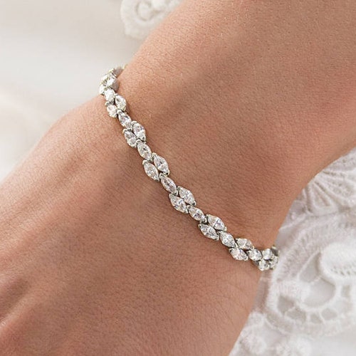 Bridal Jewelry Tennis Bracelet Silver Bracelets Bridal Etsy