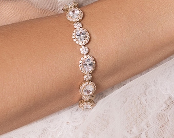 Pulseira de cristal, presente de casamento, pulseira de ouro, joias de casamento, presente para noiva, joias de noiva, acessórios de casamento