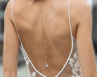 Back Necklace, Bridal Jewelry, Necklace Back, Wedding Jewelry, Wedding Dress, Prom Dress, Crystal Jewelry, Necklace Back