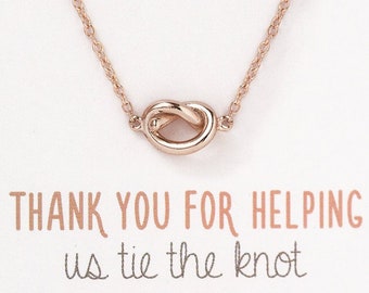 Bridesmaid Necklace Gift, Bridesmaids Jewelry, Rose Gold Necklace, Love Knot Necklace, N316-3