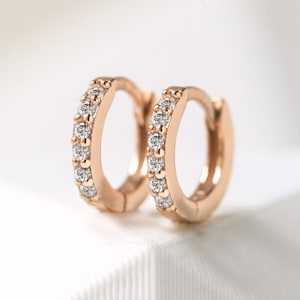 Bridal Earrings, Huggie Earrings, Wedding Jewelry, Hoop Earrings, Rose Gold Earrings, Small Hoop Earrings,  E531