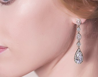Drop Earrings, Dangle Earrings, Bridal Earrings, Wedding Earrings, Crystal Earrings, Teardrop Earrings, Bridal Jewelry Set