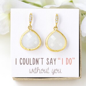 Bridesmaid Gifts, Minimal Bridal Jewelry, Bridesmaid Gold Earrings, Gold Drop Earrings, Wedding Earrings, E105-GQZ-2