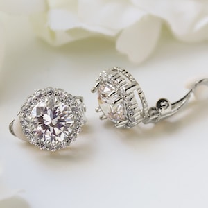 Clip on Earrings Wedding Jewelry Stud Earrings Silver - Etsy