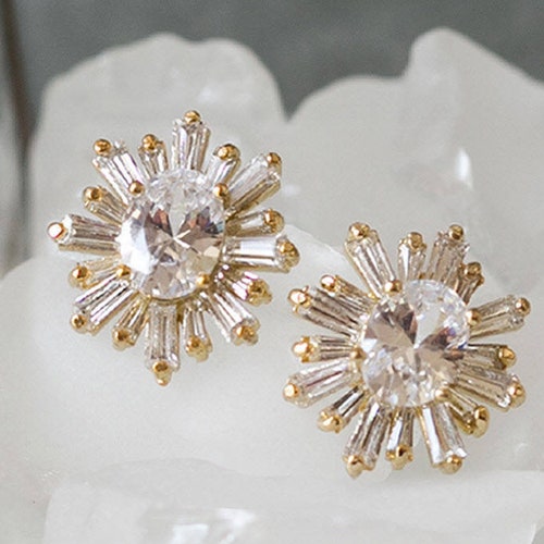 Yellow Gold Long Bridal Earrings Wedding Jewelry - Etsy