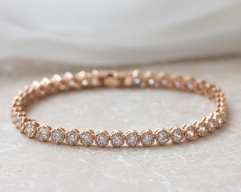 Bridal Jewelry, Tennis Bracelet, Rose Gold Bracelets Bridal Bracelet Wedding Jewelry Wedding Accessories Crystal Bracelets Stackable B245