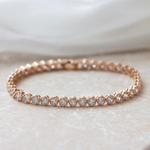 Bridal Jewelry Tennis Bracelet Rose Gold Bracelets Bridal - Etsy