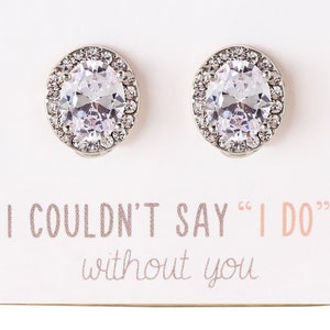 Bridesmaid Clip On Silver Earrings, Bridesmaid Gift, Bridal Party Jewelry, Maid of Honor Gift, Wedding Earring