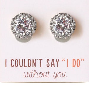 Bridesmaid Gifts, Bridesmaid Silver Earrings, Stud Silver Earrings, Wedding Earrings, E333CLIP-2