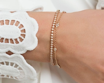 Bridal Jewelry, Wedding Bracelet Set, Gold Bracelets, Bridal Bracelet, Wedding Jewelry B221