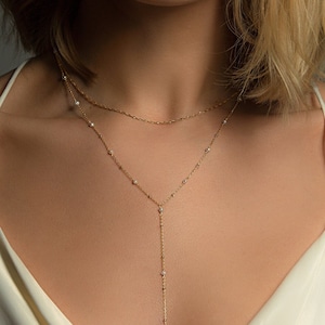 Collier de perles, Bijoux de mariée, Collier lariat, Bijoux de mariage, Collier superposé image 1