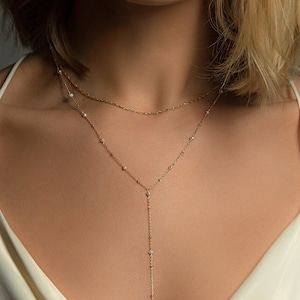 Pearl Necklace, Bridal Jewelry, Lariat Necklace, Wedding Jewelry, Layered Necklace
