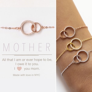 Mothers Day Gifts, Mother of the Bride Gift, Gift for Mom, Interlocking Circle Bracelet, Wedding Bracelet, B310-12