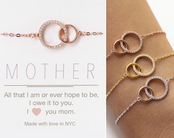 Mother of the Bride Gift, Mother of the Groom Bracelet, Gift for Mom, Interlocking Circle Bracelet, Wedding Bracelet, B310-12