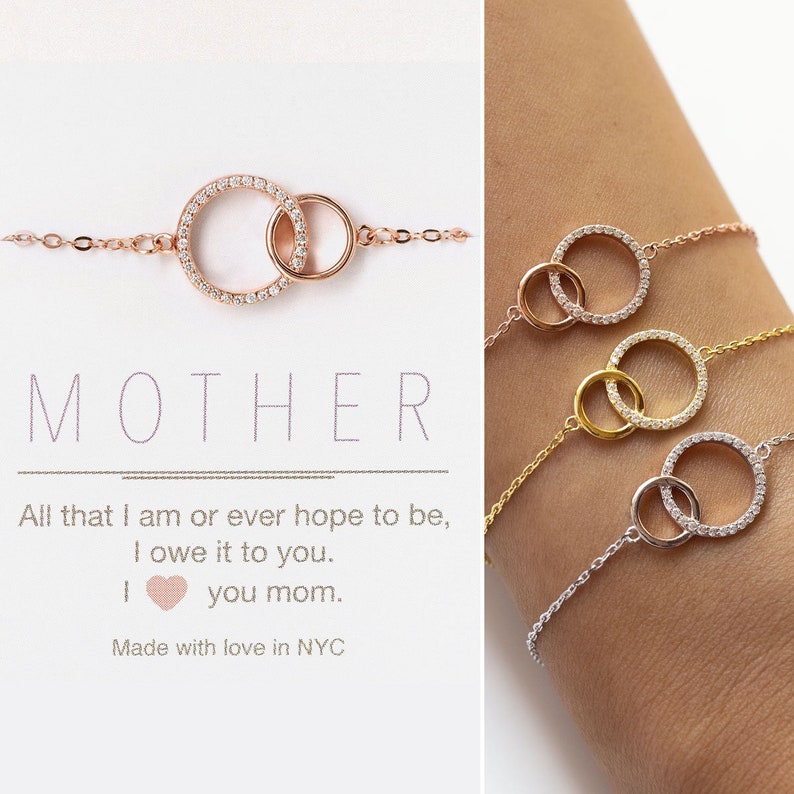 Mother of the Bride Gift, Gift for Mom, Interlocking Circle Bracelet, Wedding Bracelet, B310-12 