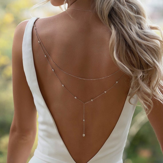 Backdrop Necklace, Bridal Jewelry, Back Necklace, Backless Dress, Open Back  Dress NB052 - Etsy