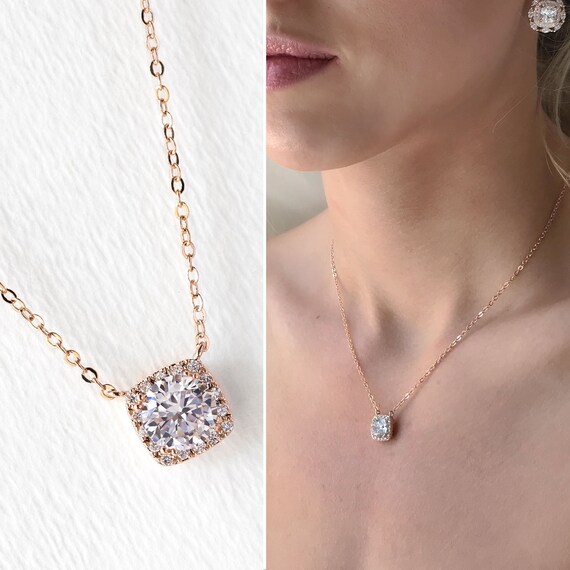 Bridal Jewelry Rose Gold Necklace 