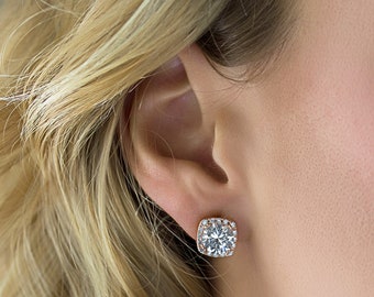 Stud Earrings, Bridal Earrings, Bridesmaid Gifts, Wedding Earrings, Crystal Earrings, Bridal Jewelry, Crystal Jewelry, Rose Gold Earrings