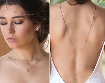 Bridal Jewelry, Bridal Necklace, Wedding Jewelry Set, Backless, Open Back, Wedding Dresses, Prom Dresses