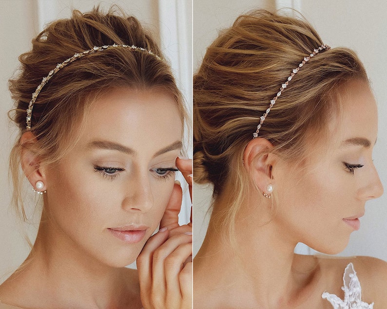 Bridal Headband, Wedding Crystal Headband in Rose Gold, Gold, Silver, Hair Accessories image 1