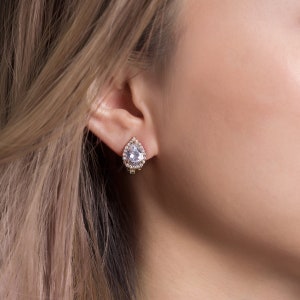 Clip On Earrings, Bridesmaid Gifts, Bridesmaid Gold Earrings, Clip On Gold Earrings, Wedding Earring, E331CLIP-2 image 2