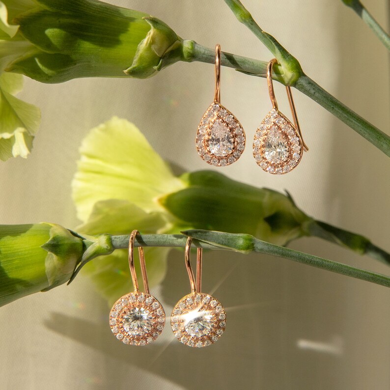 E300 Dainty Drop Earrings Wedding Earrings Bridal Jewelry Silver Earrings