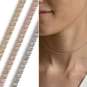 Rose Gold Choker, Bridal Jewelry, Choker Necklace, Bridal Necklace, Crystal Choker Wedding Jewelry Wedding Accessories Dainty Choker N088-RG