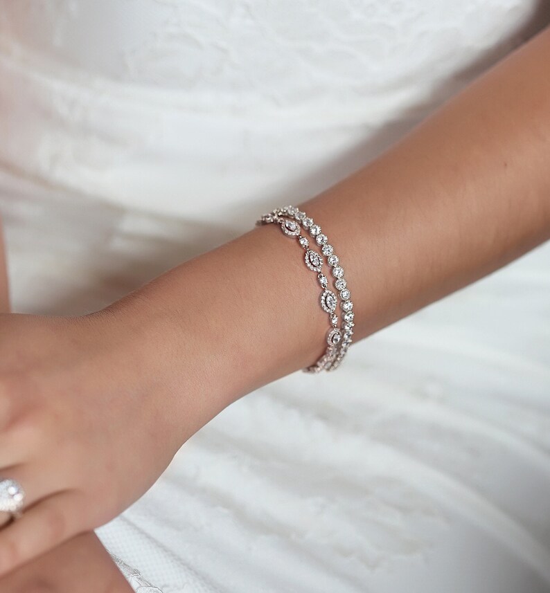 Tennis Bracelet Bridal Jewelry Silver Bracelets Bridal Etsy