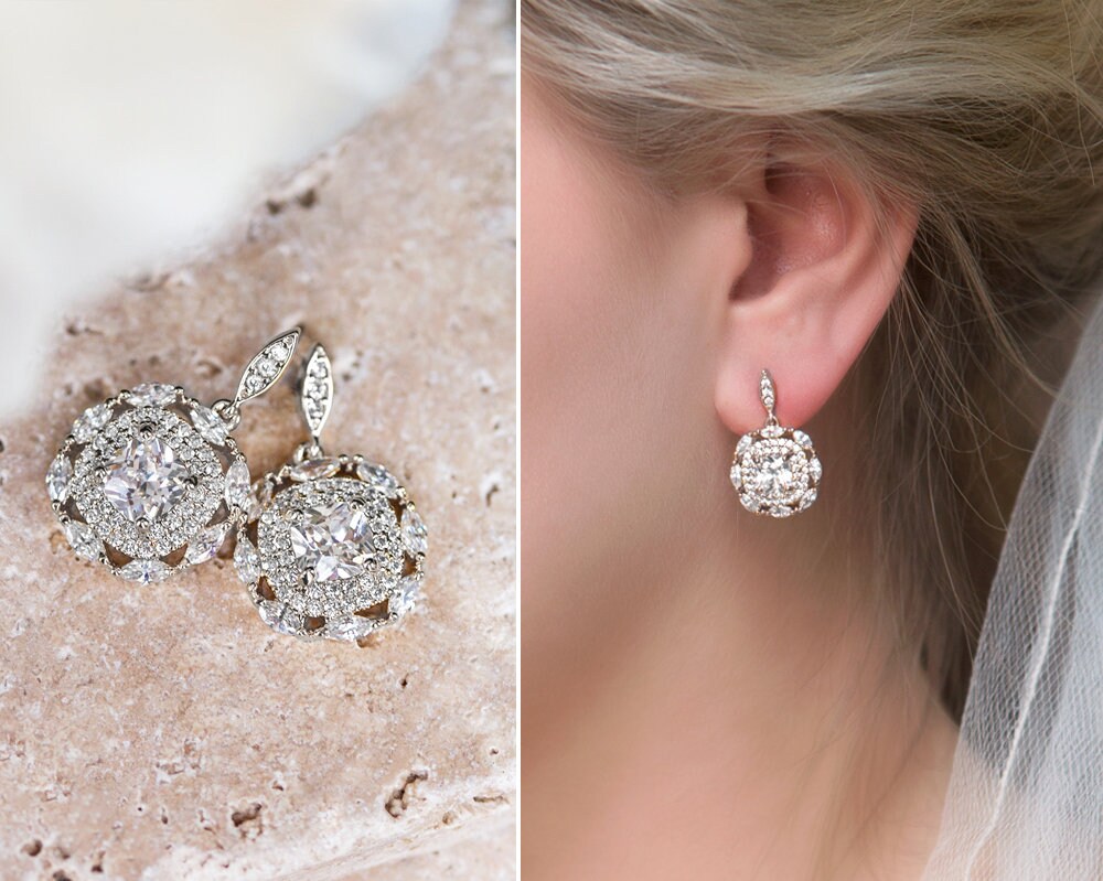 Bridal Earrings Drop Earrings Wedding Jewelry Crystal | Etsy