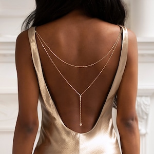 Back Necklace Jewelry for Open Low Back Dress, Backdrop Necklace, Wedding Bridal Jewelry NBC050