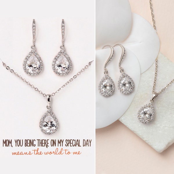 Mothers Day Gifts, Gift for Mom, Mother of the Bride Gift,  Earring and Necklace Set, Silver Jewelry Set, N519-D