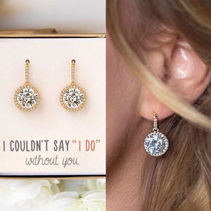 Bridesmaid Earrings, Bridesmaid Jewelry, Gold Earrings, Bridesmaid Gift,  E385-2