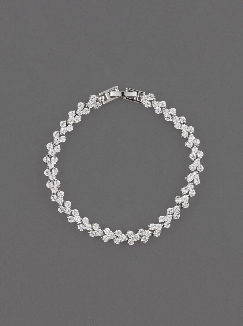 Bridal Jewelry Tennis Bracelet Silver Bracelets Bridal Etsy