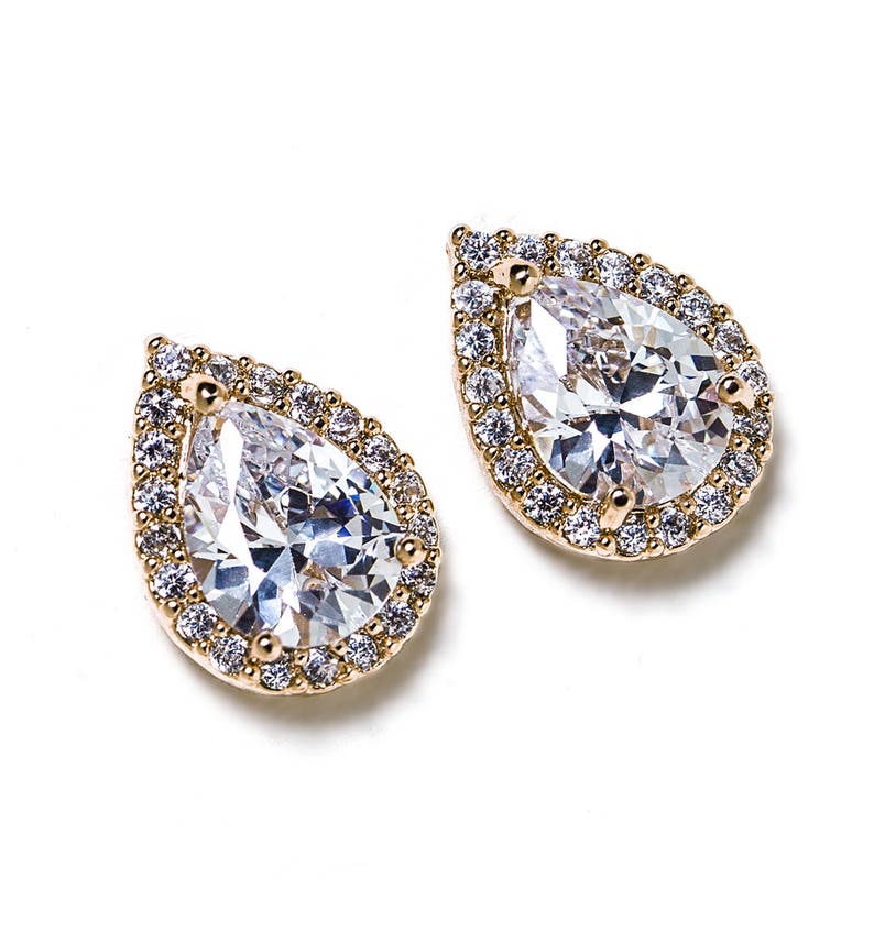 Clip On Earrings, Bridesmaid Gifts, Bridesmaid Gold Earrings, Clip On Gold Earrings, Wedding Earring, E331CLIP-2 image 3