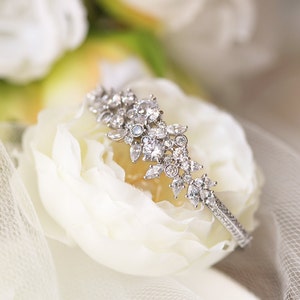 Bridal Bracelet, Bangle Bracelet, Silver Jewelry, Bridal Jewelry, Wedding Jewelry, Wedding Accessories, Bohemian Bracelet, Floral B250-S