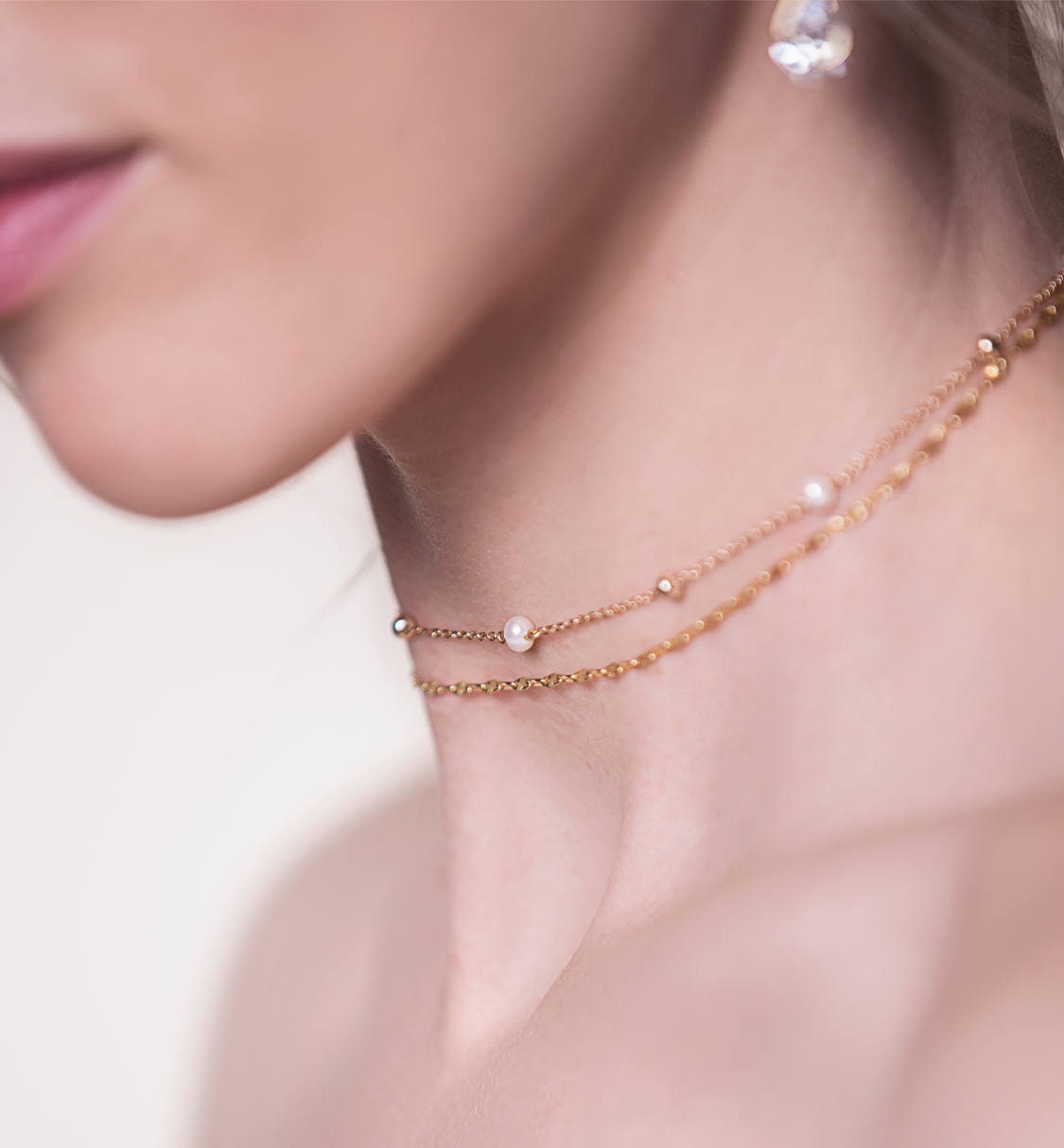 Pearl Necklace, Choker Necklace, Layered Necklace, Bridal