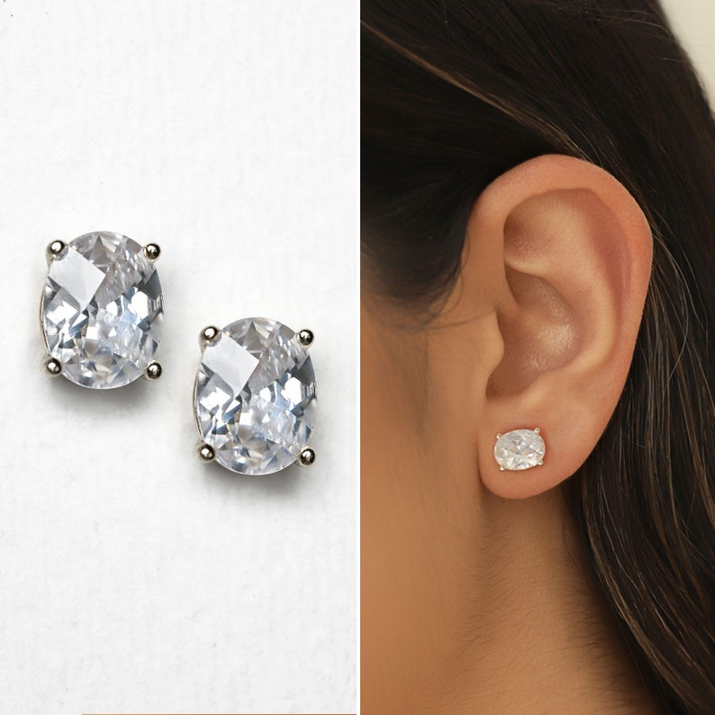 Bridal Earrings, Stud Earrings, Wedding Jewelry, Minimalist Earrings, Silver Earrings, E434 image 1