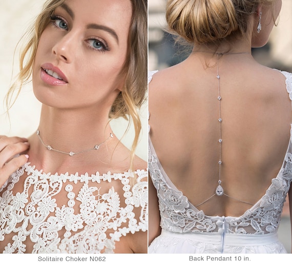 Back Drop Necklace, Bridal Back Necklace, Wedding Jewelry