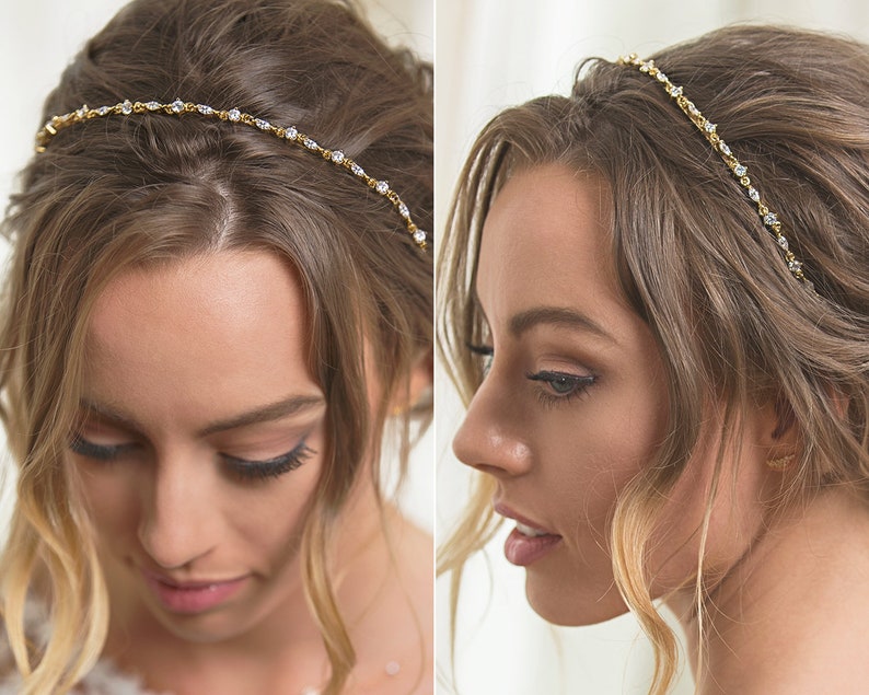 Bridal Headband, Wedding Crystal Headband in Rose Gold, Gold, Silver, Hair Accessories image 2