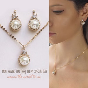 Mother of the Bride Gift, Mother of the Groom Gift, Bridal Shower Gift, Wedding Gift, Jewelry Set, Pearl Necklace, Pearl Earrings