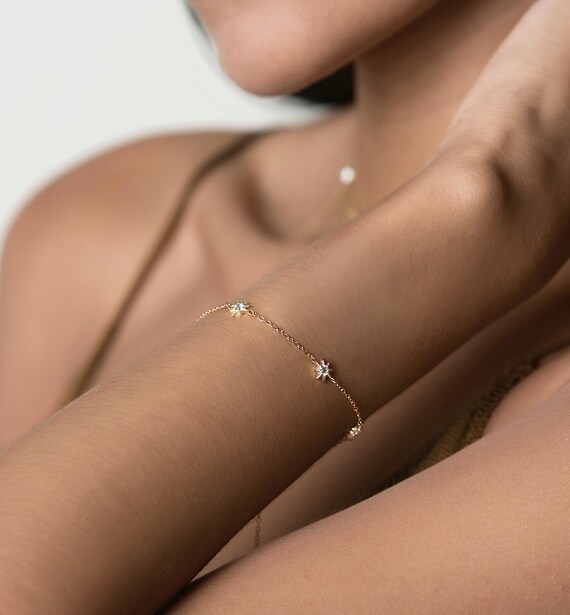 Rose Gold Bracelet, Bridesmaid Gifts, Wedding Gift, Wedding Jewelry, Bridal Jewelry, Dainty Bracelet, Minimalist Jewelry, Celestial