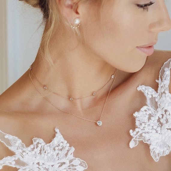 Collar para Novias Quinceaneras Gargantilla Oro Rosado