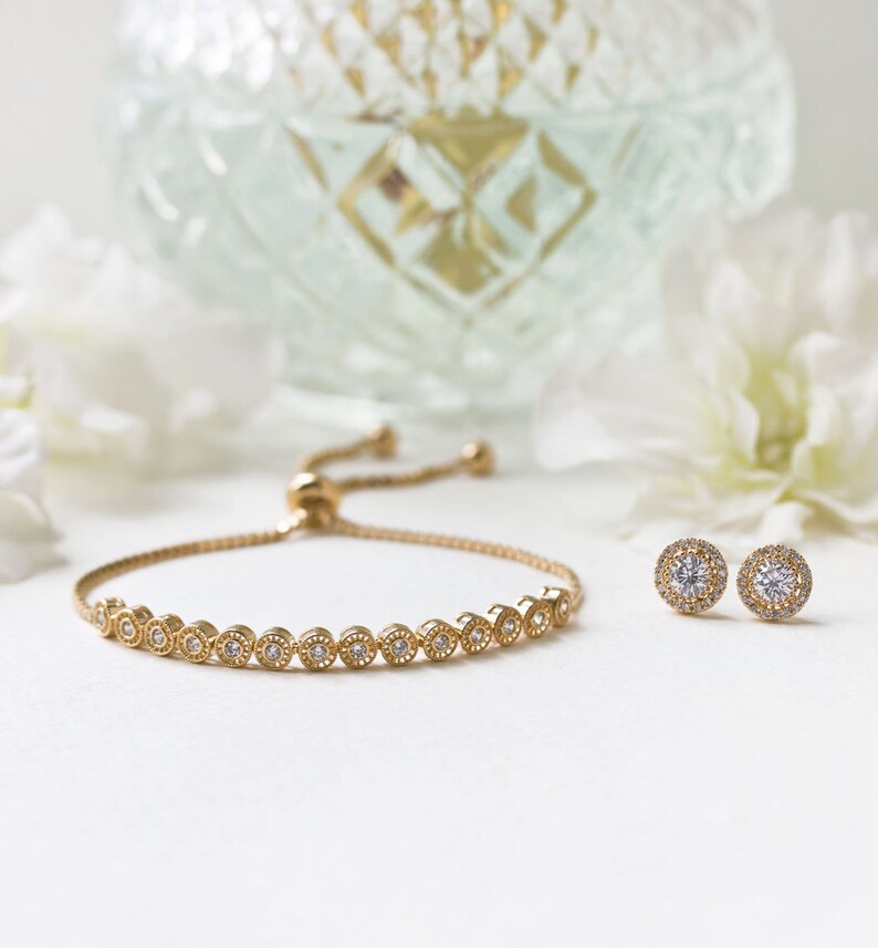 Tennis Bracelet Bridal Jewelry Rose Gold Bracelets Bridal Etsy