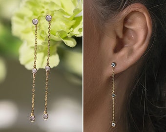 Wedding Earrings, Dangle Earrings, Bridal Jewelry, Gold Dangle Earrings, E241
