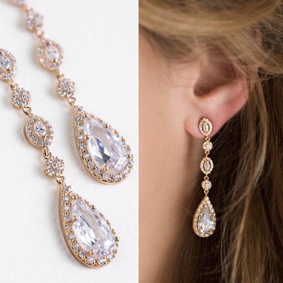 Latest Designs of Light Blue Bridal Long Earrings | Rebekajewelry